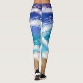 Blue Ocean Waves und Sandy Beach Leggings (Rückseite)