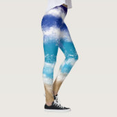 Blue Ocean Waves und Sandy Beach Leggings (Rechts)