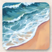 Blue Ocean Waves Watercolor Getränkeuntersetzer (Vorderseite)