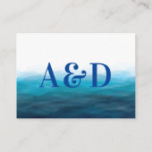 Blue Ocean Waves Watercolor Hochzeitskarte Begleitkarte (Rückseite)