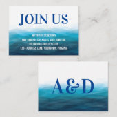 Blue Ocean Waves Watercolor Hochzeitskarte Begleitkarte (Vorne/Hinten)