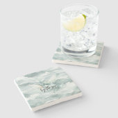 Blue Ocean Whale By the sea Steinuntersetzer (Seitenansicht)