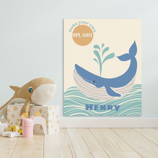 Blue Ocean Whale Kinderzimmer Wall Art Poster druc