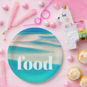 Blue Ocean White Aqua Sea Beach Küste Pappteller (Party)