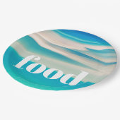 Blue Ocean White Aqua Sea Beach Küste Pappteller (Schrägansicht)