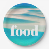 Blue Ocean White Aqua Sea Beach Küste Pappteller (Vorderseite)