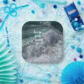 Blue ocean with drawn hearts pappteller (Party)