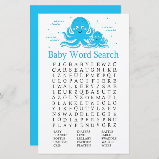 Blue Octopus Baby Shooter Word Search Game (Vorne/Hinten)