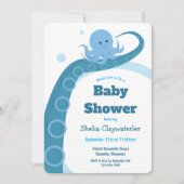 Blue Octopus Baby Shower Einladung (Vorderseite)