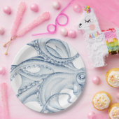 Blue Octopus Cephalopod Kraken Ink Pappteller (Party)