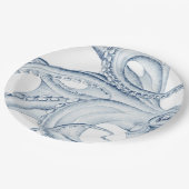 Blue Octopus Cephalopod Kraken Ink Pappteller (Schrägansicht)