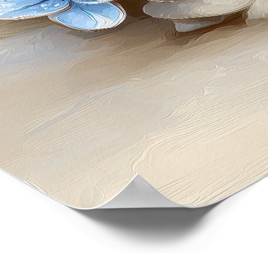 Blue Octopus Coastal Wall Art Print | Wall Poster (Ecke)