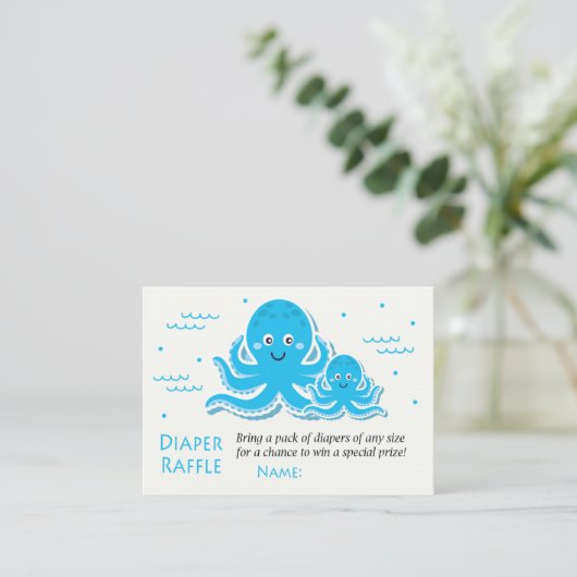 Blue Octopus Diaper Raffelkarten Platzkarte (Stehend Vorderseite)