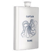 Blue Octopus Illustration individuelle Name und Ka Flachmann (Rechts)