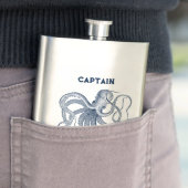 Blue Octopus Illustration individuelle Name und Ka Flachmann (Beispiel)