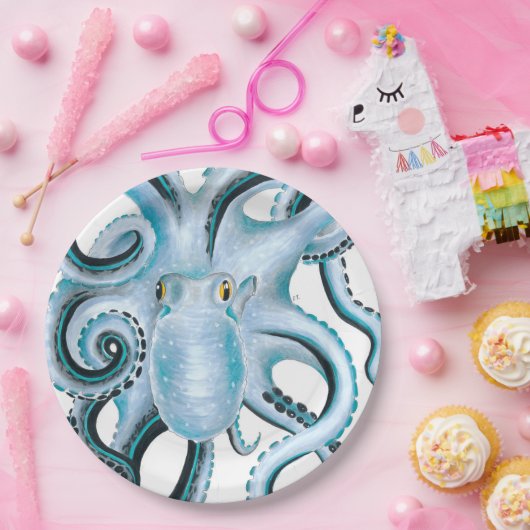 Blue Octopus Ink & Marker Pappteller (Party)
