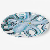 Blue Octopus Ink & Marker Pappteller (Schrägansicht)