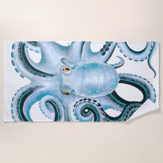 Blue Octopus Ink & Marker Strandtuch (Vorderseite)