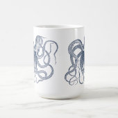 Blue Octopus Nautic Illustration Kaffeemaschine Ta Kaffeetasse (Mittel)