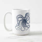 Blue Octopus Nautic Illustration Kaffeemaschine Ta Kaffeetasse (Links)