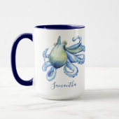Blue Octopus Personalisiert Beach Thema Kaffeezube Tasse (Links)