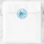 Blue Octopus Santa Merry Weihnachten Runder Aufkleber (Tasche)