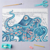 Blue Octopus Tentacle Vintage Karte Seidenpapier (Basteln)