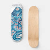 Blue Octopus Tentacles Vintage Karte Schöne Kunst Skateboard (Vorderseite)