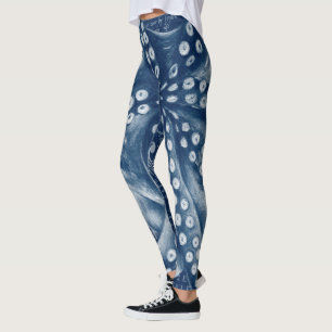 Blue Octopus Vintag Map Chic Leggings