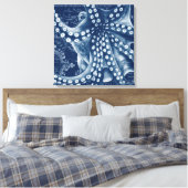 Blue Octopus Vintag Map Chic Leinwanddruck (Insitu (Schlafzimmer))