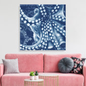 Blue Octopus Vintag Map Chic Leinwanddruck (Insitu (Wohnzimmer))