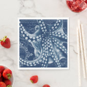Blue Octopus Vintag Map Chic Serviette (Beispiel)