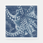 Blue Octopus Vintag Map Chic Serviette (Vorderseite)