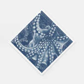 Blue Octopus Vintag Map Chic Serviette (Ecke)