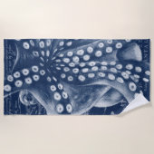 Blue Octopus Vintag Map Chic Strandtuch (Vorderseite)