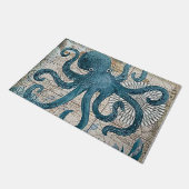 Blue Octopus Vintag Map Compass Bath Mat Fußmatte (Schrägansicht)