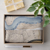 Blue Octopus Vintag Map Compass Nautic Seidenpapier (Geschenk)