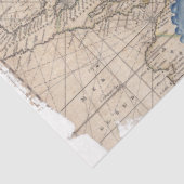 Blue Octopus Vintag Map Compass Nautic Seidenpapier (Ausschnitt)