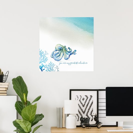 Blue Octopus Wall Art and Kinderzimmer Poster (Heimbüro)
