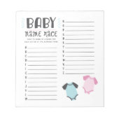 Blue oder Pink Baby Dusche Name Race Game Notizblock (Vorderseite)