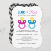 Blue oder Pink Baby Schnuller Gender Reveal Party Einladung (Vorne/Hinten)