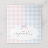 Blue oder Pink Gingham Bow gefaltete Menükarte Platzkarte (Außenseite Aufgefaltet)