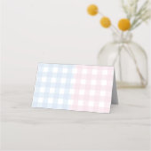 Blue oder Pink Gingham Bow gefaltete Menükarte Platzkarte (Rückseite)