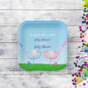 Blue oder Pink Golf Gender Reveal Baby Shower Tee Pappteller
