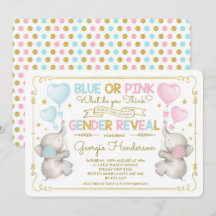 Blue oder Pink Twins Elephant Gender Reveal Baby