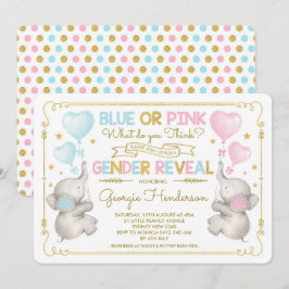 Blue oder Pink Twins Elephant Gender Reveal Baby Einladung