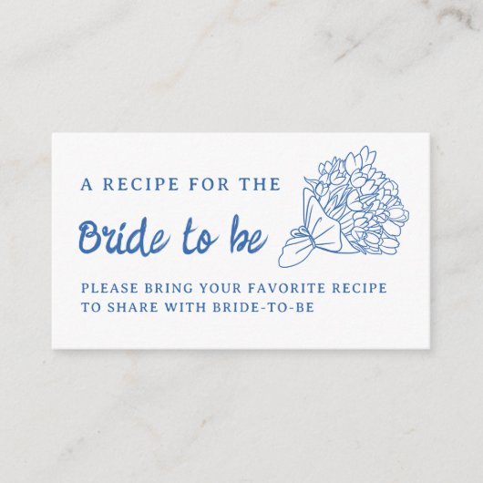 Blue off Market Brautparty Aktien ein Rezept Begleitkarte (Vorderseite)