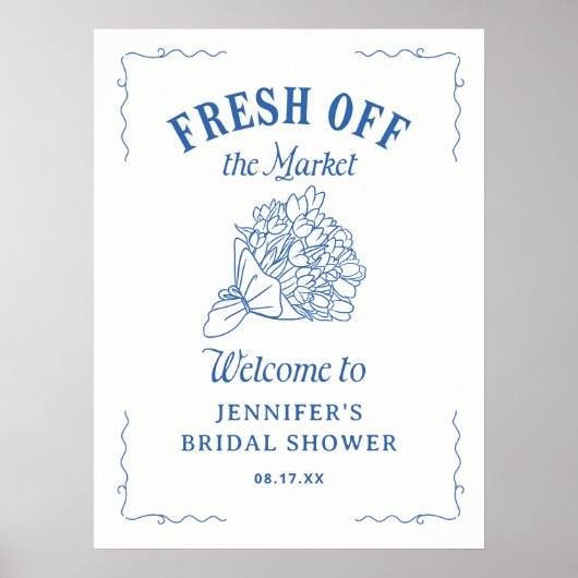 Blue Off Market Brautparty Begrüßungszeichen Poster (Vorne)