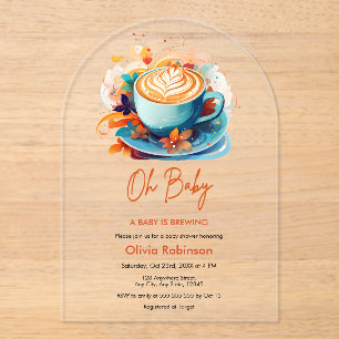Blue Oh Baby A Baby Brechen Coffee Baby Dusche Acryleinladungen