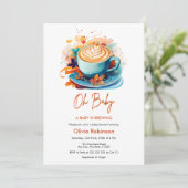 Blue Oh Baby A Baby Brechen Coffee Baby Dusche Einladung (Stehend Vorderseite)
